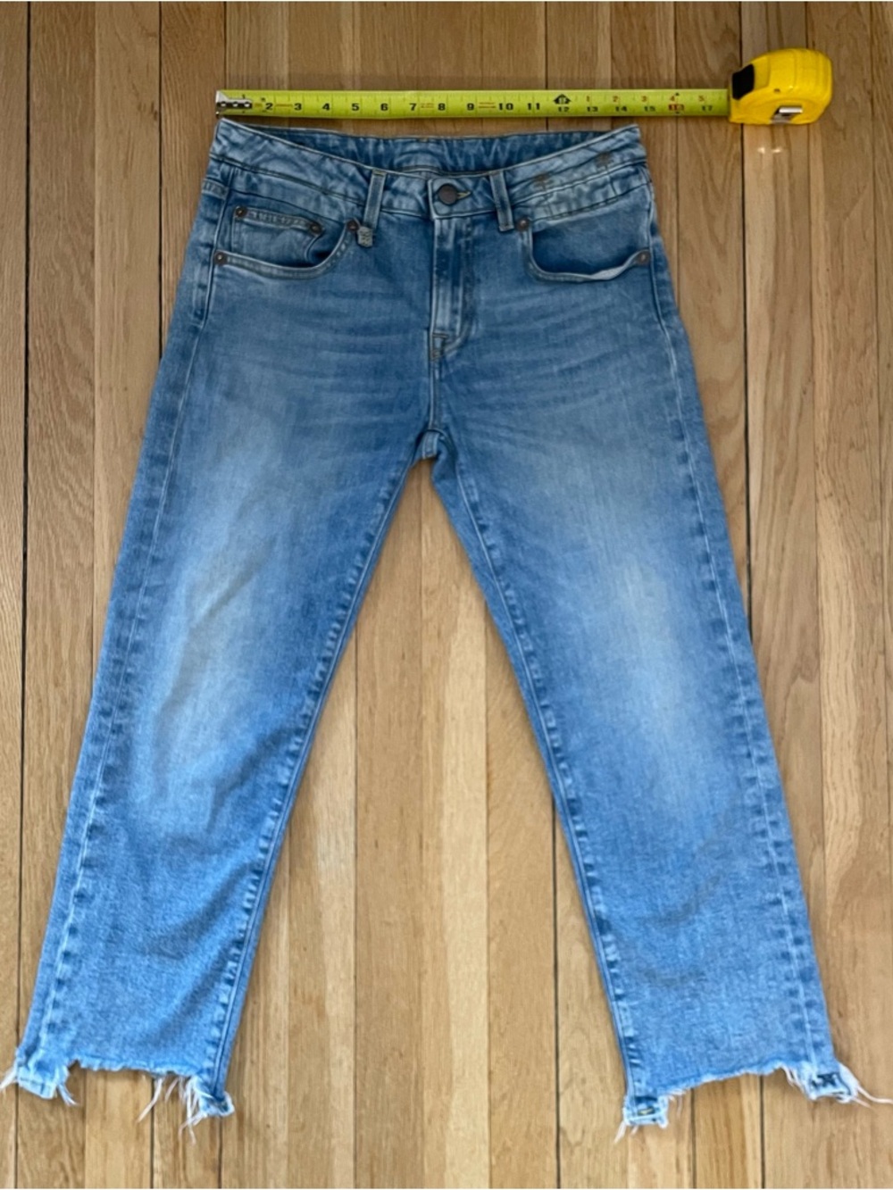 R13 Boy Rip Straight Leg Jeans in Jasper Stretch - Size 28 - Picture 3 of 9
